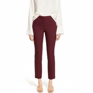 VINCE Ponte PINTUCK Slim Straight PANTS Women’s Sz M Burgundy Travel City Cotton